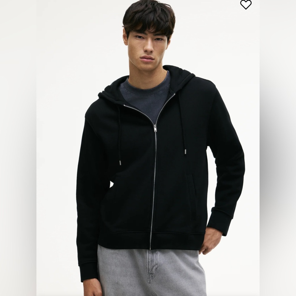H&M regular fit full zip cotton blend black hoodie- size M